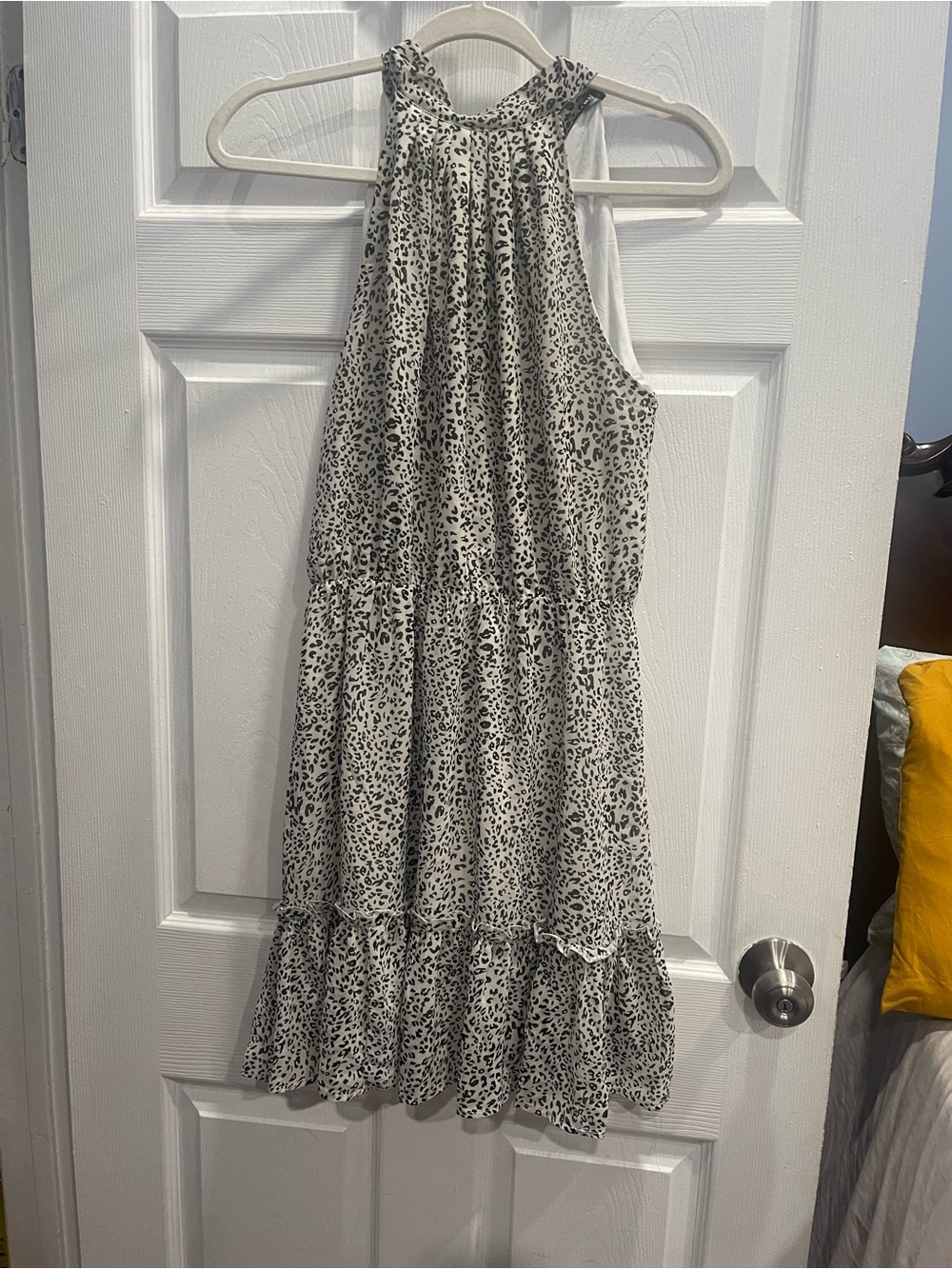 BTFBM Animal Print Sleeveless Halter Tiered Mini Dress Size S